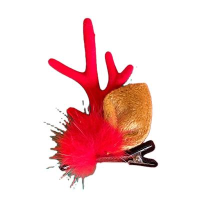 China 2021 New Christmas Antlers Headdress Elk Horn Hairpin Christmas Net Red Children's Hair Ornament Hair Ornament Hair Circle for sale