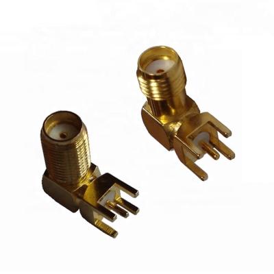 China SMA Jack Right Angle RF Connector 4 Holes For PCB Mount Connector for sale