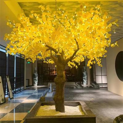 China MODERN Modern Large Yellow Ginkgo Tree Modeling Giant LED Lamp for Garden Decoration Bar Landscape Light for sale