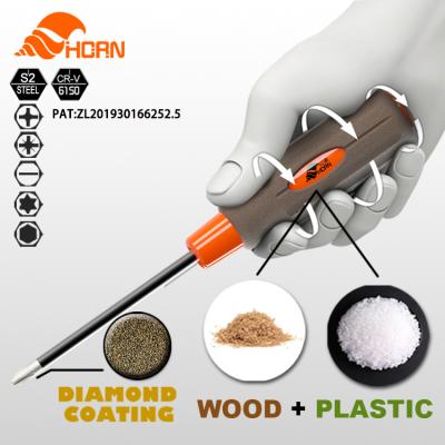 China Impact/Slip Oil & Magnetic Grease Resistance Wooden Handle Screwdriver Heavy Duty Slotted Screwdriver Set Tool Kit for sale