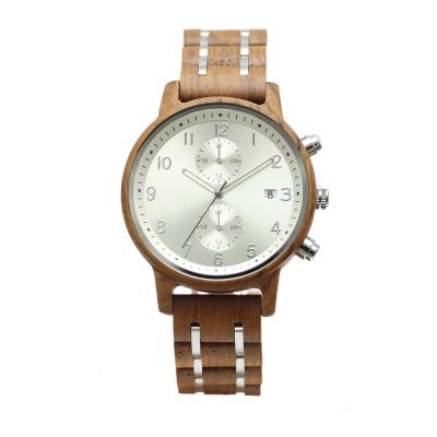 China Wholesale Water Resistant Chinese Multifunctional Quartz Watch 2 Wooden Eyes With Date for sale