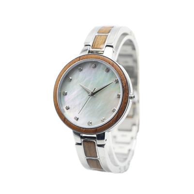 China Hot Selling Water Resistant Stainless Steel Teak Wood Quartz Minimalist Watch For Women for sale