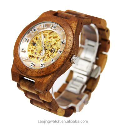 China Wholesale Luxury High Skeleton Day/Date 2020 Automatic Mechanical Wood Watch For Men for sale