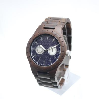 China Shenzhen Wholesale Custom Marble Dial Water Resistant Quartz Multifunctional Wooden Men Watch for sale