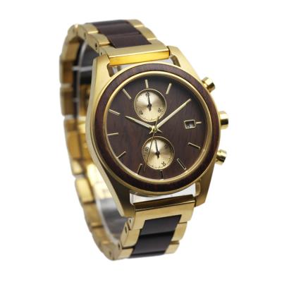 China Wholesale Custom Multifunctional Wooden Stainless Steel Auto Date Men's Watch For With Date for sale