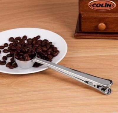 China Viable Silver Stainless Steel 1/2 Tablespoon Coffee Scoop Measuring Spoon With Tea Spoon Clip Mirror Polish for sale