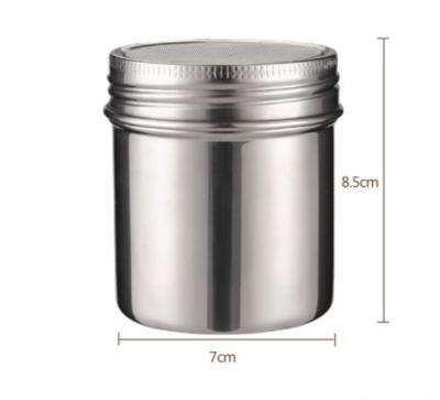 China New Sustainable Durable Kitchen Metal Spice Shake Stainless Steel Seasoning Bottle With Mesh Powder Sugar Shaker Lid for sale