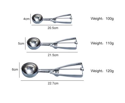 China Small Medium Large Viable Stainless Steel Ice Cream Fruit Cookie Scoop Fruit Cutter for sale