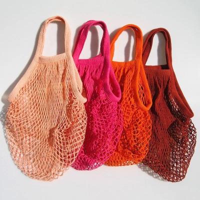 China Reusable Organic Cotton Handled Mesh Bag Zero Waste Shopping Bag for sale