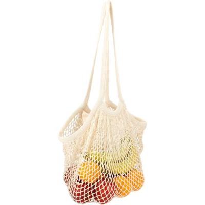 China Custom Handled Logo Cotton Mesh Market Bag w/Zippered Pocket for sale