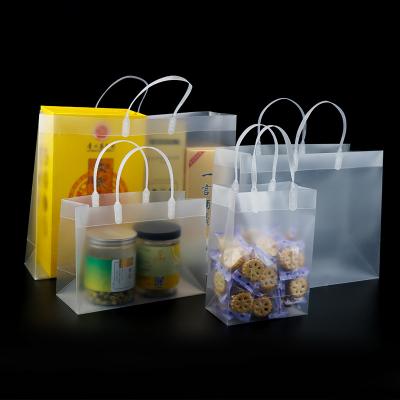 China Custom Clear Recycled Plastic Printed Recyclable Plastic Folding Takeout Rectangle Tote Bag for sale