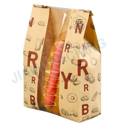 China Disposable Kraft Food Paper Food Use Biodegradable Bag For Sandwich / Hamburg / Bread for sale