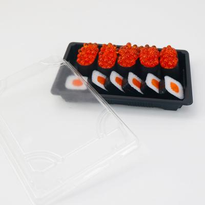 China Disposable Custom Plastic Rectangle Packaging Recyclable Sushi Takeout Box for sale