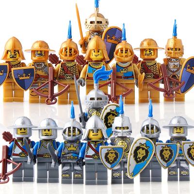 China Blue Building Toy Medieval Knights Castle Kingdoms Lion Army Mini Figure Blocks Compatible Building Brick Legoe Child Model Toy for sale