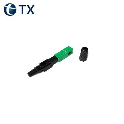 China 3.1*2.00mm Butterfly Cable FTTH Fiber Optic Connector SC APC Green Color Fast Single Mode 55mm for sale