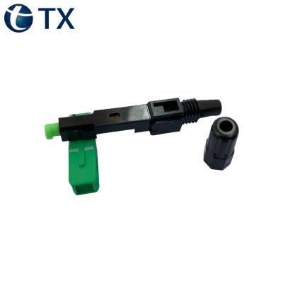 China 3.1*2.00mm Butterfly Cable FTTH Fiber Optic Connector SC APC Green Color Fast Single Mode 60mm for sale