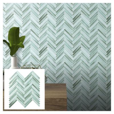 China Flooring Decor Decorative Luxury Bathroom Mosaic Wall Green Glass Slab For Backsplash for sale