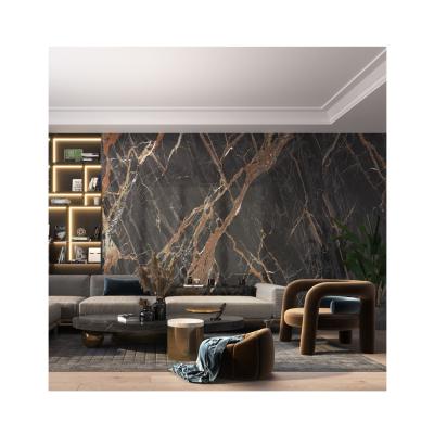 China Chinese Style 800x2600mm Gold Black Root Glazed Large Marble Porcelain Slab Large Wall Tile for sale