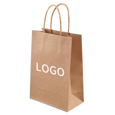 China Custom Printed Logo White Brown Gift Shopping Kraft Paper Bag With Twisted Handle Te koop