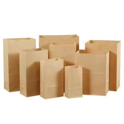 China Custom Size Disposable Brown Kraft Paper Bags For Bread, Sandwich Flat Bottom Food Take Out Paper Bag for sale