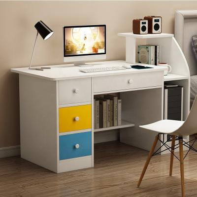 China Extendable Modern Cheap Furniture Students Teacher Study Working Table Home Office Computer White Wood Computer Desk With Drawer Shelf For Teenager for sale