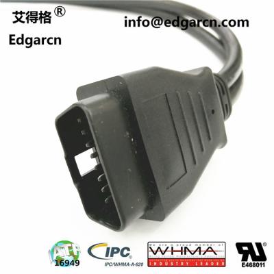 China Iatf16949 J1962 Obd2 Connectorkabel 16-pins injectieplug voor Velhcle-diagnose Te koop