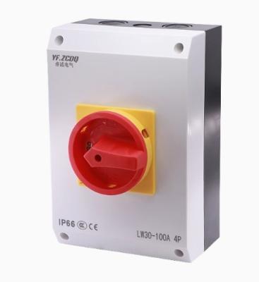 China IP65 impermeable aislamiento giratorio de tres fases desconectar el interruptor con caja en venta