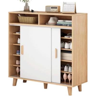 China Modern Wood Standing Hallway Entrance Hallway Living Room Flip Rack 3 Drawer Wooden Shoe Cabinet Cloakroom for sale