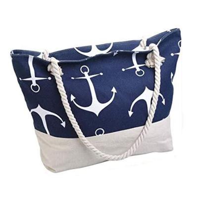 China Wholesale Custom Canvas Tote Beach Bag Women Large Handled Beach Shoulder Bag for sale