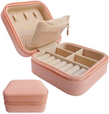 China Custom Fashion Jewelry Organizer Mini Travel Case Pink Jewelry Box Girls for sale