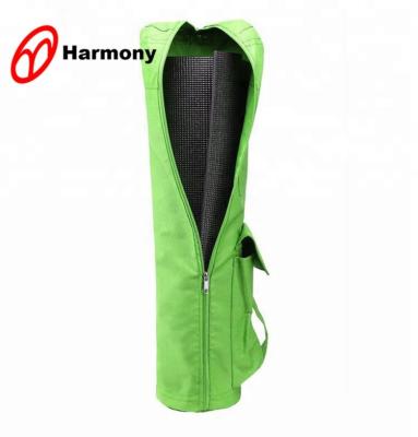 China Polyester Easy To Carry Green Polyester Zippered Women Yoga Mat Bag for sale