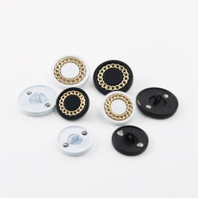 China Viable Custom Design Black And White Metal Chain Buttons Womens Coat Buttons for sale