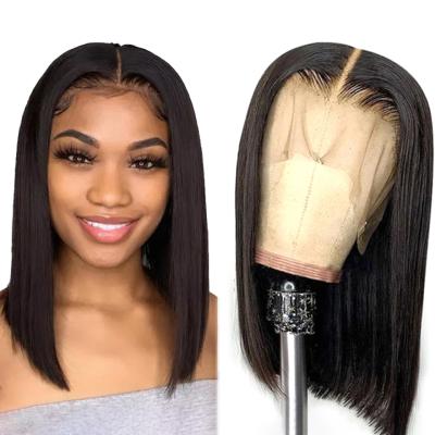 China Wholesale Top Selling Bob Style Short Wig Brazilian Silky Straight Wave Lace Front Wig Virgin Human Hair Bob Wigs For Black Women for sale