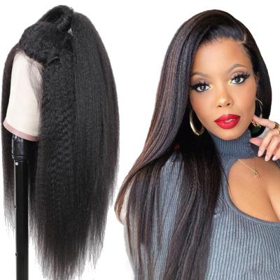 China 30 Inch Quality High Quality Virgin Remy Human Hair Wig Kinky Yaki Silky Straight Full Lace Wave Braided Natural Wigs For Women for sale