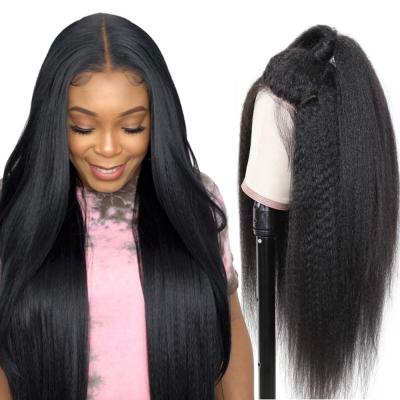 China Silky Straight Wave Lace Front Wig Yaki Human Hair Kinky Straight Brazilian Lace Front Wig For Women Pre Plucked 13*4 for sale