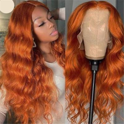 China Silky Straight Wave Drop Shipping Orange Ginger Color Loose Wave Remy Hair Body Wave Lace Headband Wig for sale