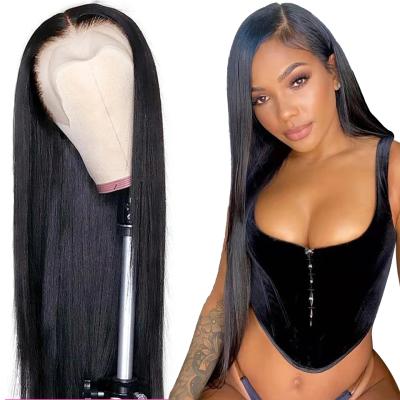 China HD Transparent Swiss Wave 40inch Lace Wig 100% Brazilian Silky Straight Human Hair Lace Front Wigs For Black Women for sale