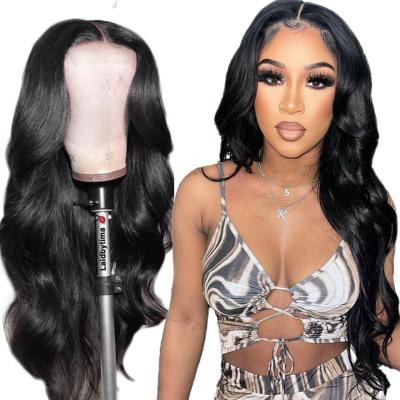 China Silky Straight Wave 4x4 13x4 Lace Closure Wigs Brazilian Pre Plucked Hairline Bleached Knots Silky Straight Hair Wigs for sale