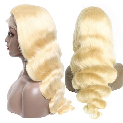 China Wholesale Silky Straight Wave Cuticle Aligned HD Lace 613 Blonde Body Wave Virgin Brazilian Hair Full Lace Wig for sale