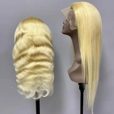 China Silky Straight Blonde Color Water Wave Virgin Remy Human Hair Lace Front Lace Front Wig 613 HD Unprocessed Transparent Wig for sale