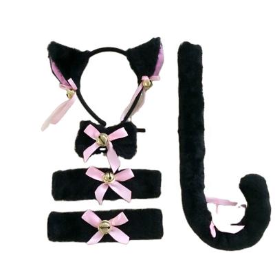 China White Anime Cat Ears Costume Soft Black Cosplay Anime Hair Circle Hair Party Night Dress Headband for sale