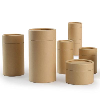 China Biodegradable Custom Size Logo Plain Cylinder Kraft Cardboard Tubes Food Grade Paper Boxes Paper Packaging for sale