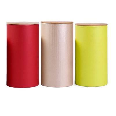 China Customized Biodegradable Tea Packaging Aluminum Foil Lined Biodegradable Food Wrapping Paper Tube With Wooden Cover for sale