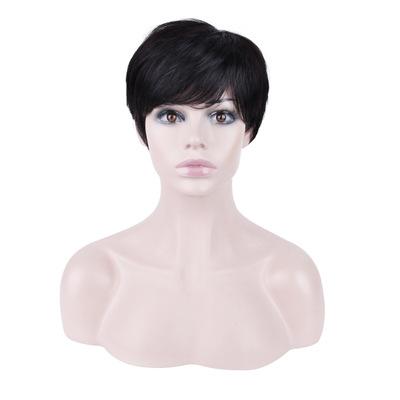 China STRINGHT New 9inches Bangs3.5inches European and American Human Hair Synthetic Short Hair Wig Sets Men and Women Real Wigs for sale