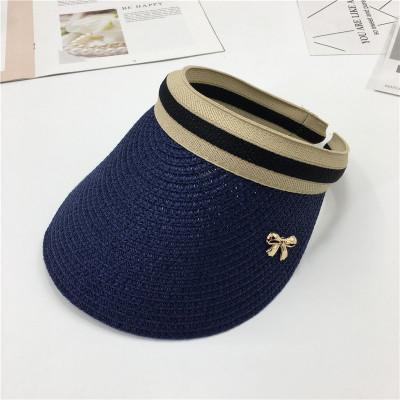 China Character Sun Visor Hat Women Summer Beach Sun Hat Straw Hats For Women Empty Top Anti-UV Hats for sale