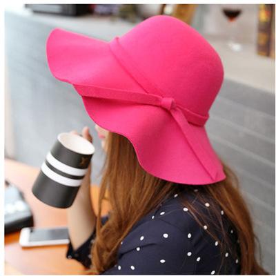 China Hot Sale Character Dome Wool Hats High Quality Soft Wide Brimmed Casual Hat Women's Black Fedora p Cloth Hats for sale