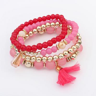 China Vintage Women Girls Crystal Bracelet Women New Fashion Women Multilayer Beads Bracelet Tassels Bracelets for sale