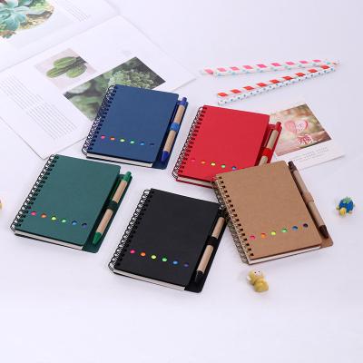 China Coil Spiral Customizable Notebook Scratch Pad Kraft Paper Logo Note Combination Sticky Notepad With Pen for sale