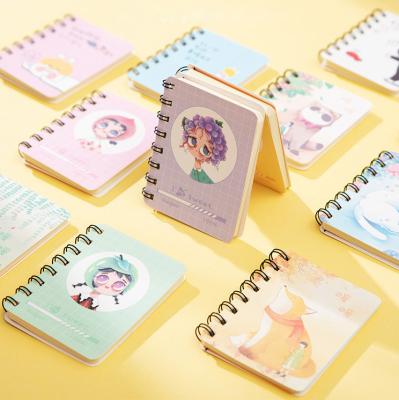 China Cartoon Pattern Pocket Notepad Students Carry Mini Notebook A7 Spiral Cute Rollover Coil Notebook for sale