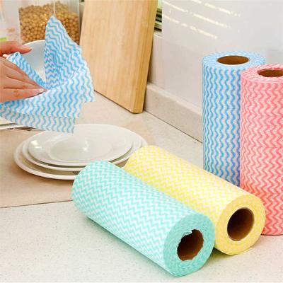 China Factory Direct Sales Sustainable Disposable Reusable Non Woven Kitchen Towel Rolls Cleaning Cloths 20*30cm Lazy Cloth for sale